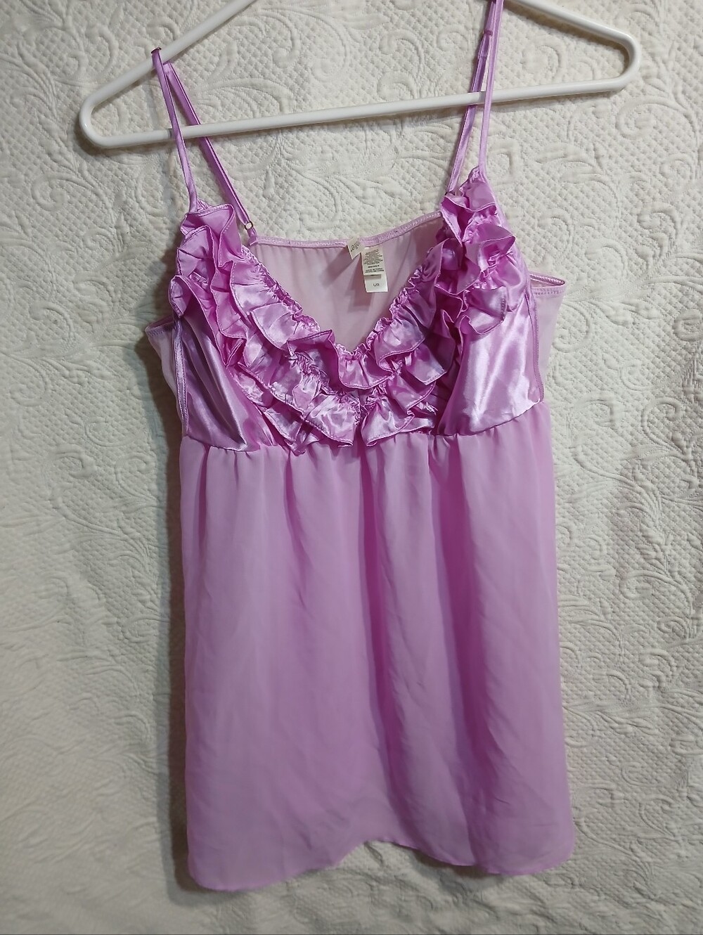 Ambrielle Tank Pajama top Womens Size Large Pink Sheer Body Cami Nylon Bubblegum
